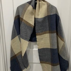 Blue, brown and cream shawl